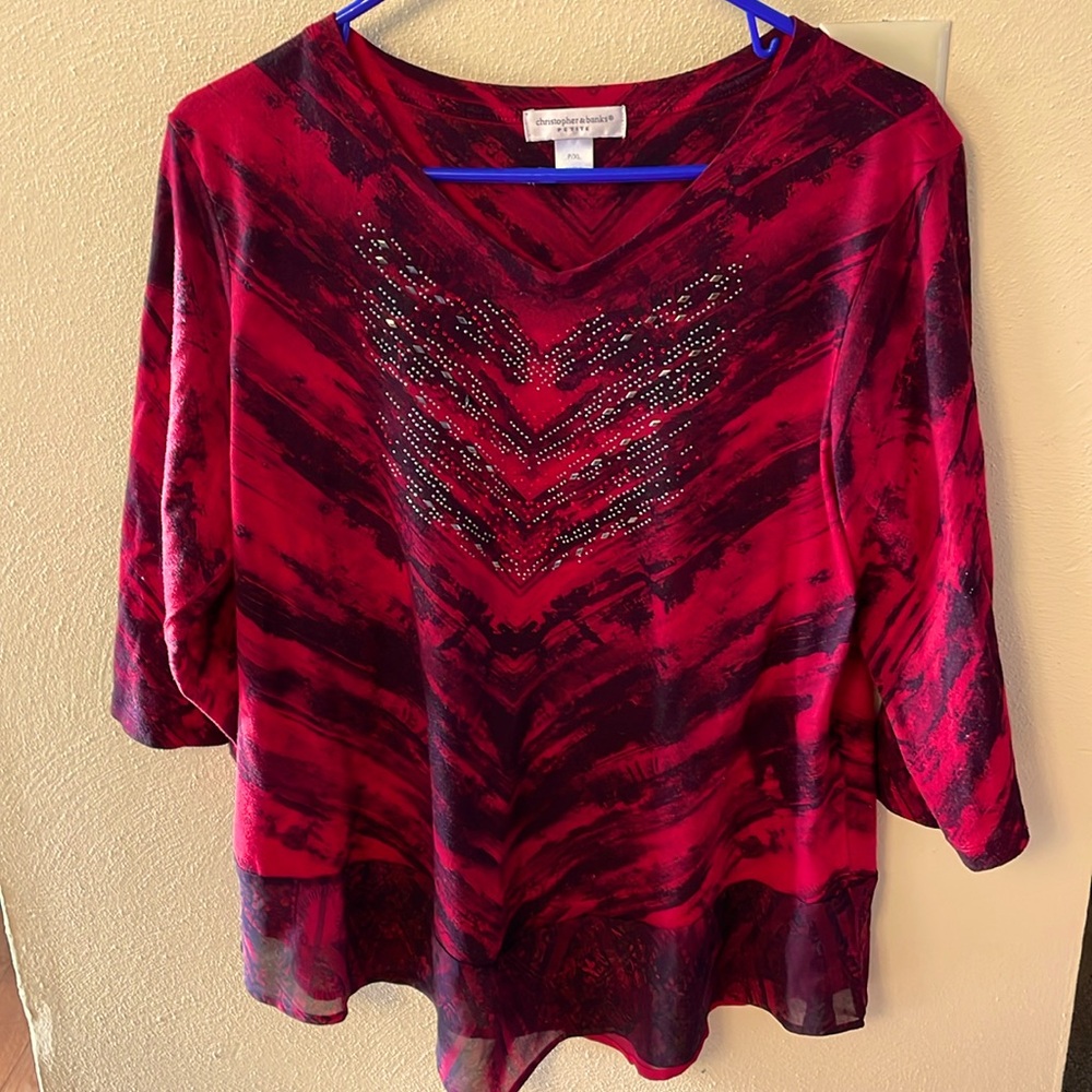 Christopher & Banks V-Neck Ruffle Top